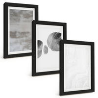 BILDER SET 3er Set - 20x30 cm Schwarzer Rahmen - Abstrakte moderne Strukturen - Schwarz, Kunststoff (20/30cm) - TULUP