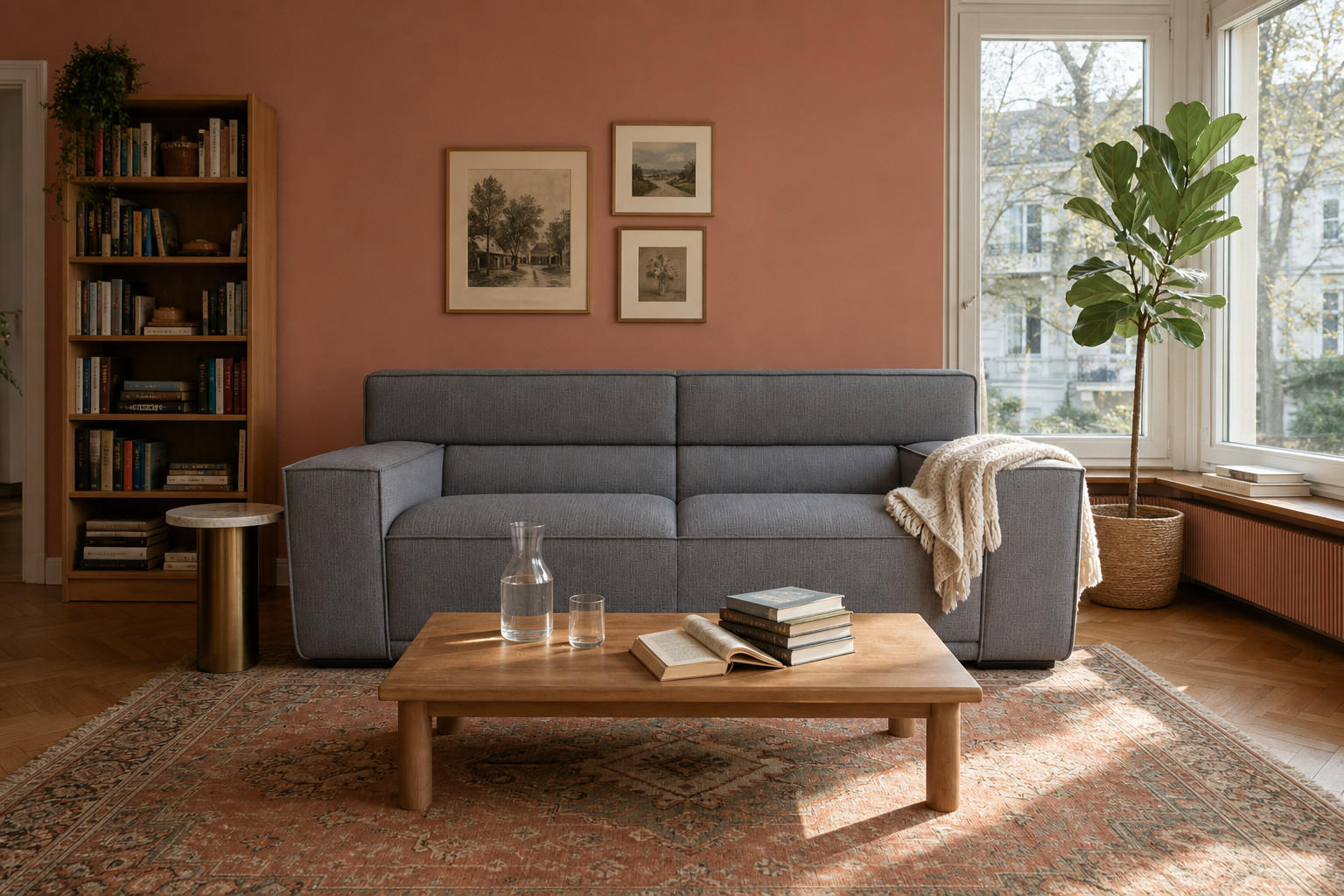 3-SITZER Umea Chenille Grau 204/106/78 cm - Blaugrau, Kunststoff/Textil (204/78/106cm) - foamnova