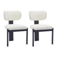 STUHL 2er-Set - Bouclé-Stoff & Kautschukholz - Weiß & Schwarz - WILANA - Schwarz/Weiß, Textil (60/85/56cm) - Vente-Unique