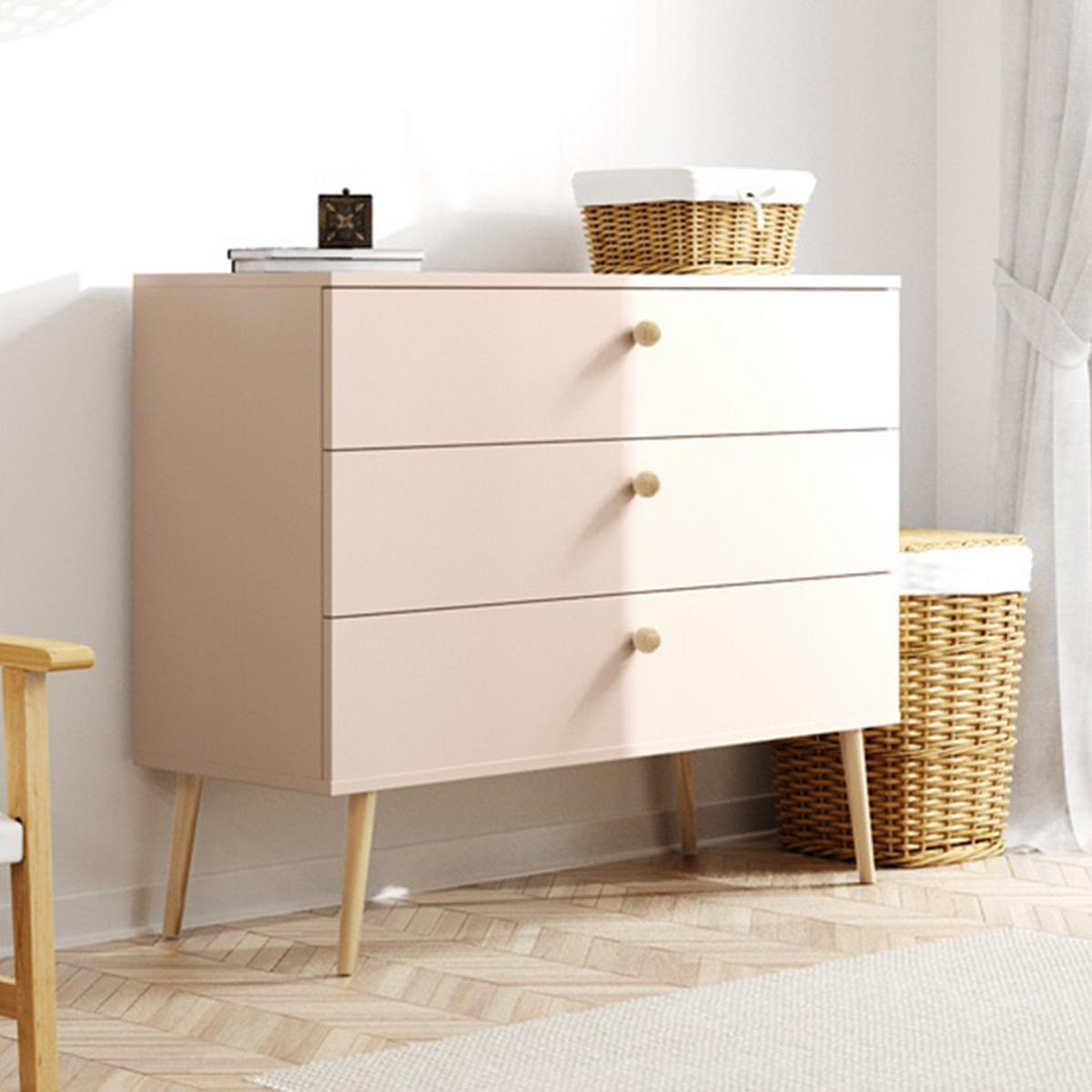 KOMMODE Ikon 100 Beige, Schubladenkommode - Beige, Holzwerkstoff (100/85/41cm) - Bettso