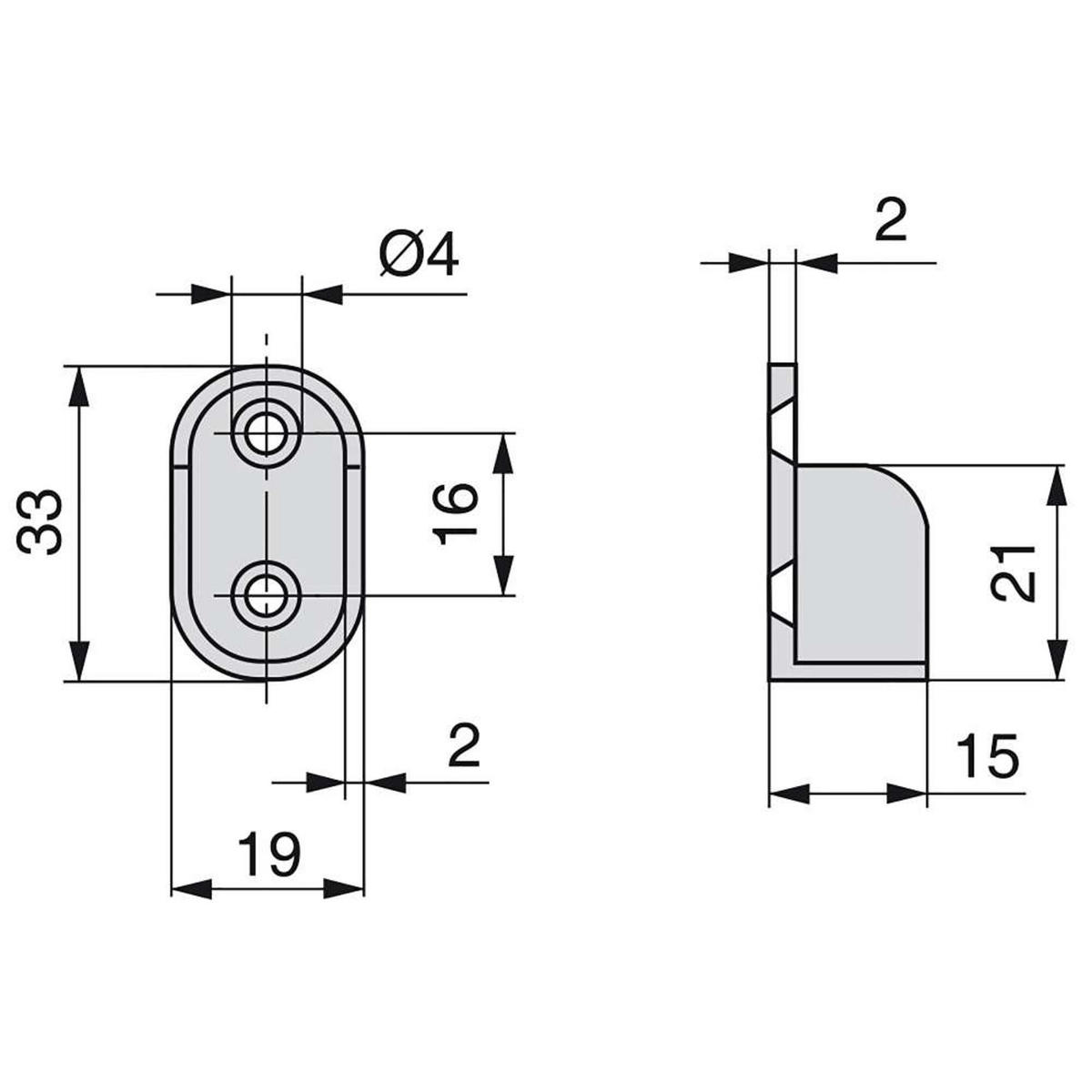 GARDEROBENSTANGENHALTERN, Zamak, Vernickelt 50er-set - Nickelfarben, Kunststoff (18/4/20cm) - EMUCA