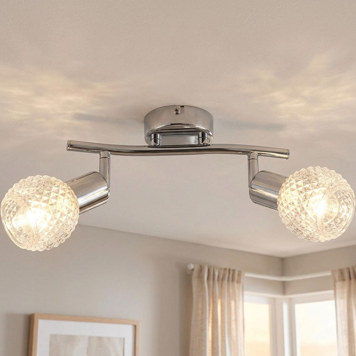 LED DECKENLEUCHTE Keith Silber Metall Glas - Silberfarben, Glas (25/8/19cm) - Globo Lighting
