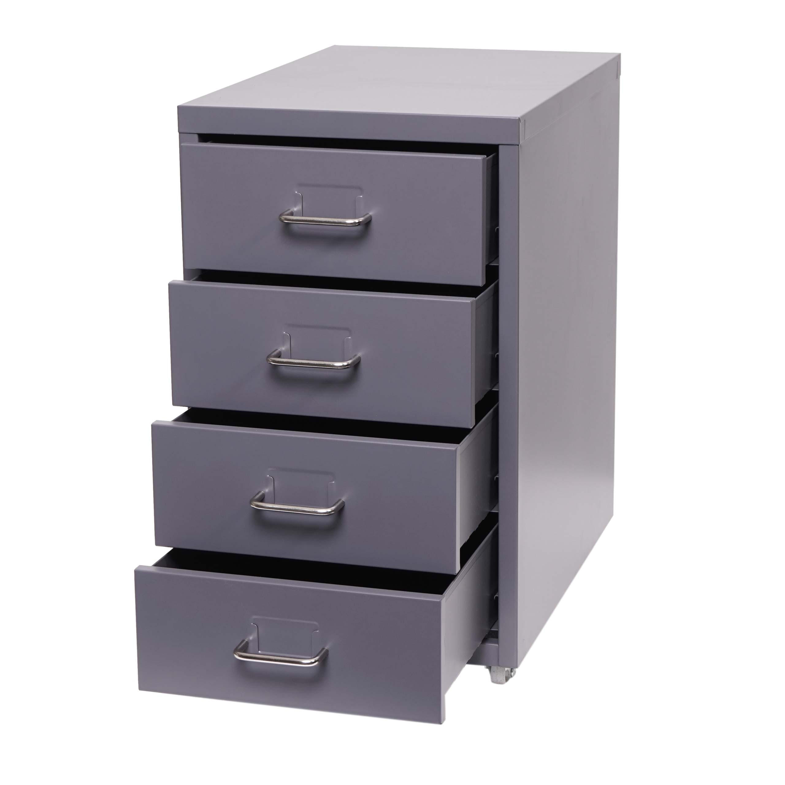 ROLLCONTAINER Housten 48x28x41cm 4 Schubladen Dunkelgrau - Dunkelgrau, Metall (28/48/41cm) - PROREGAL