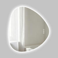 BADEZIMMERSPIEGEL mit Beleuchtung 80/70 cm asymmetrisch rahmenlos LED dimmbar mit Antibeschlag - Transparent, Glas (80/70/2.5cm) - S'AFIELINA