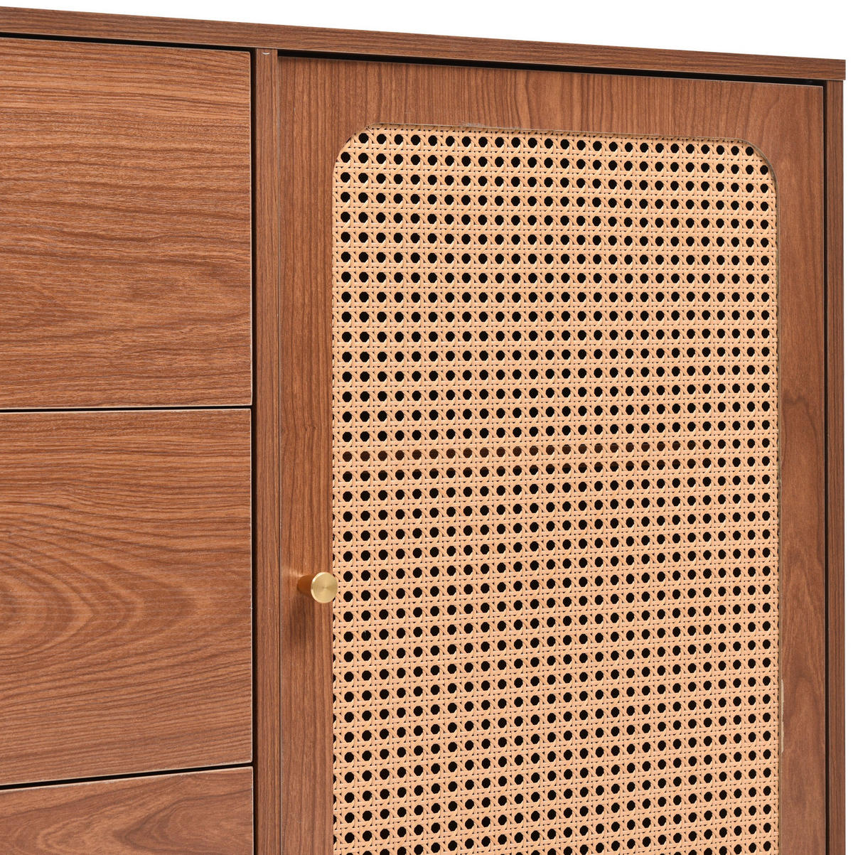 KOMMODE aus MDF, Spanplatte und Metall 150x40x90 cm Nussbaum mit 3 Schubladen und verstellbaren Fachböden - Nussbaumfarben, Holzwerkstoff (40/90/150cm) - IVMEU