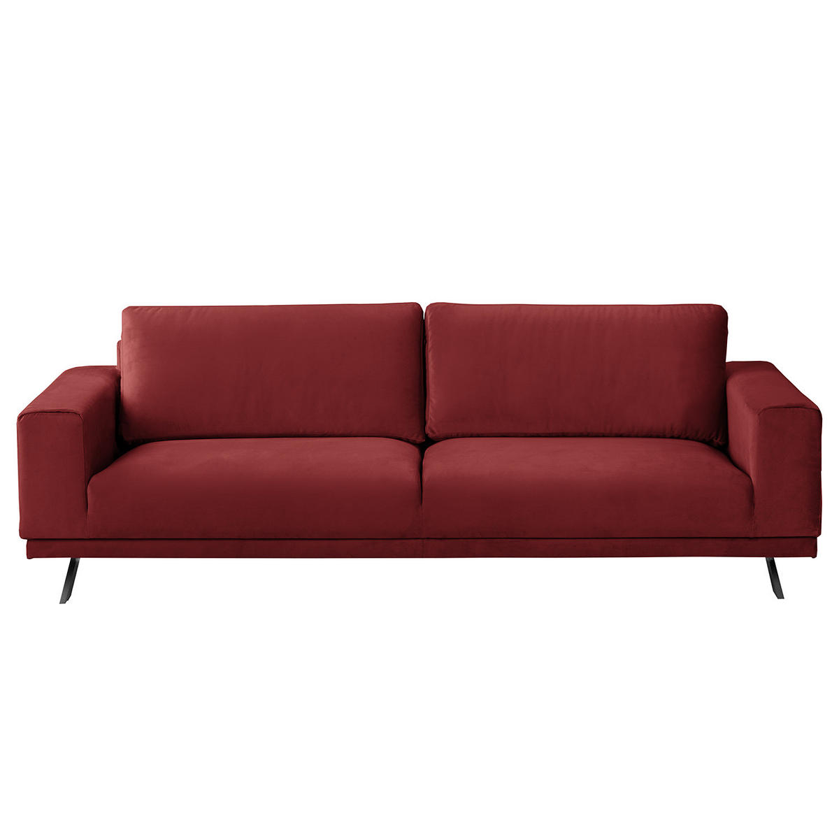 3-SITZER SOFA - Samt - Rot, Textil (236/81/89cm) - home24