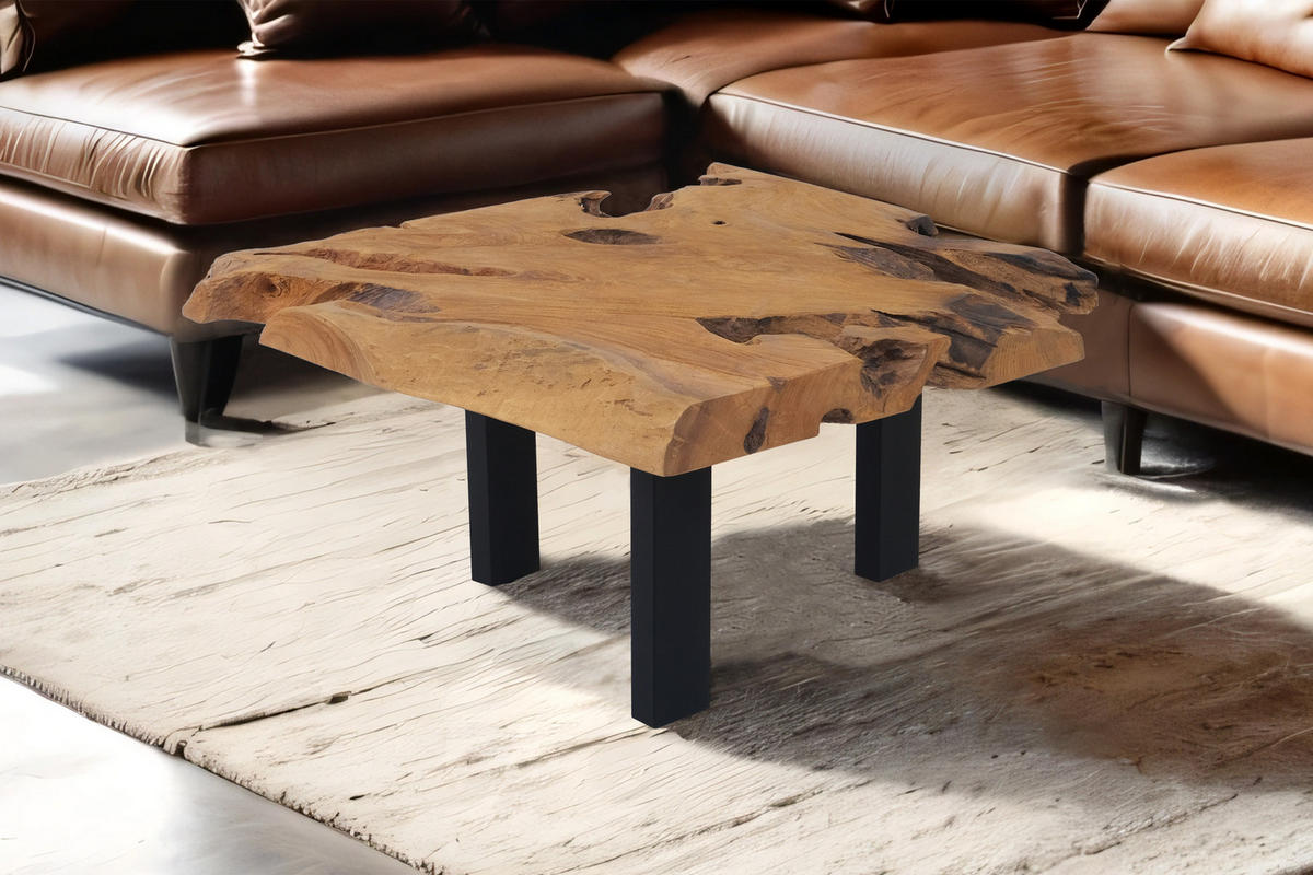 COUCHTISCH IBIZA - Beige/Schwarz, Holz/Metall (80/80/40cm) - SAM