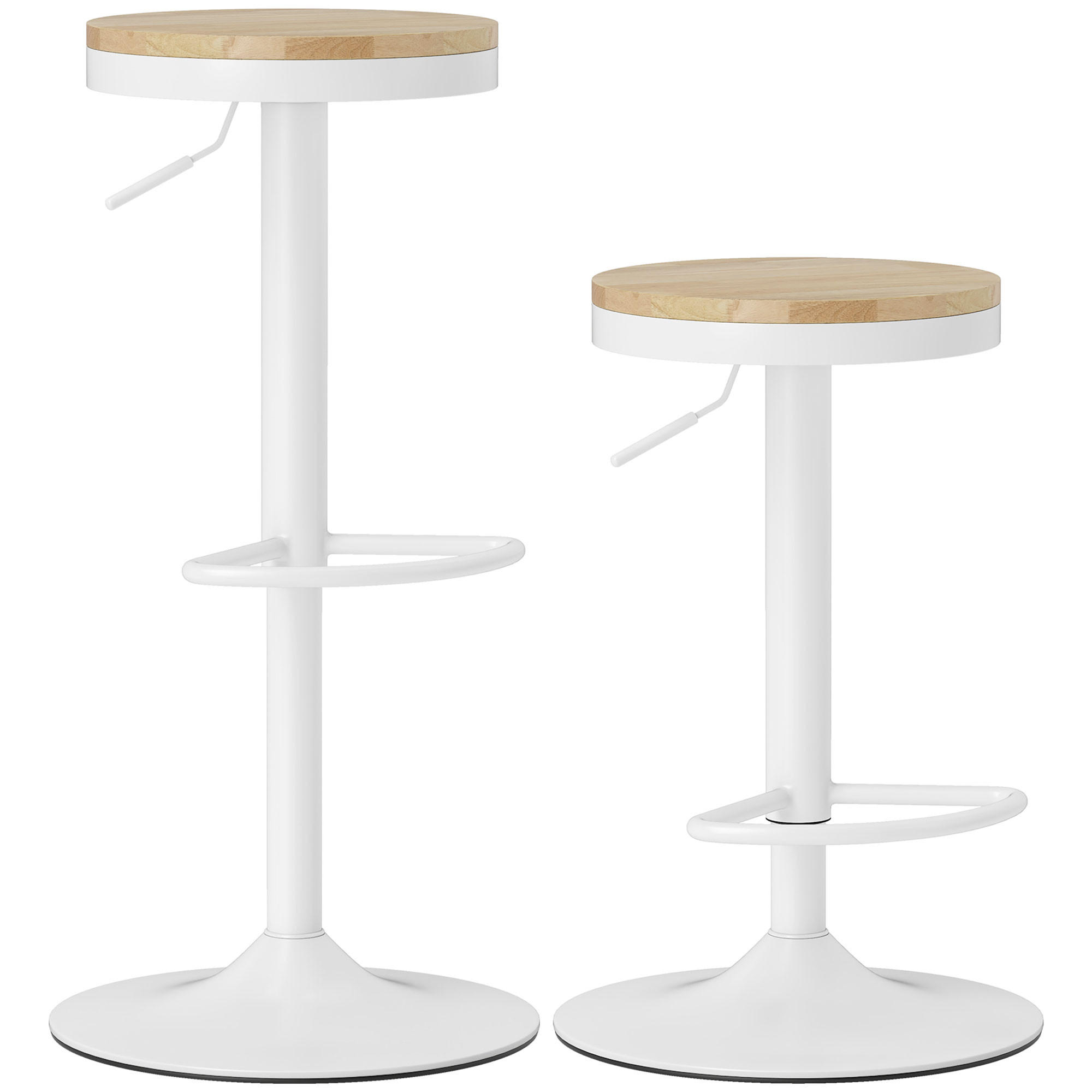 BARHOCKER 2er-Set DE-08040 höhenverstellbar, 360° drehbar Weiß - Naturfarben/Weiß, Holzwerkstoff (38.5/80/38.5cm) - ComfortXL