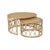 2ER-SET Couchtisch - Rattan - Naturfarben - RONITA - Naturfarben, Holzwerkstoff (80/80/45cm) - Vente-Unique