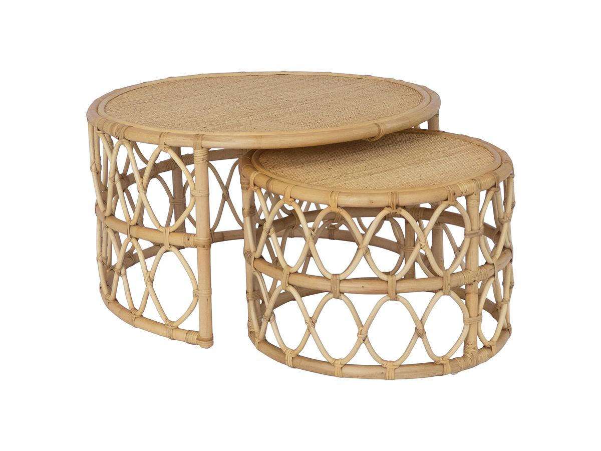 2ER-SET Couchtisch - Rattan - Naturfarben - RONITA - Naturfarben, Holzwerkstoff (80/80/45cm) - Vente-Unique
