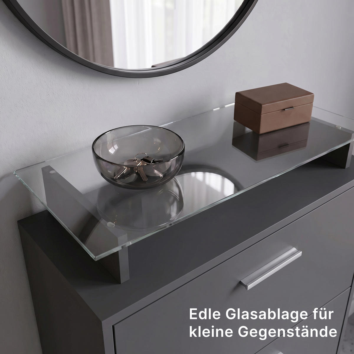 SCHUHSCHRANK Lavia Front in Schwarz Hochglanz - Schwarz Hochglanz, Holzwerkstoff (89/128/23cm) - Vladon