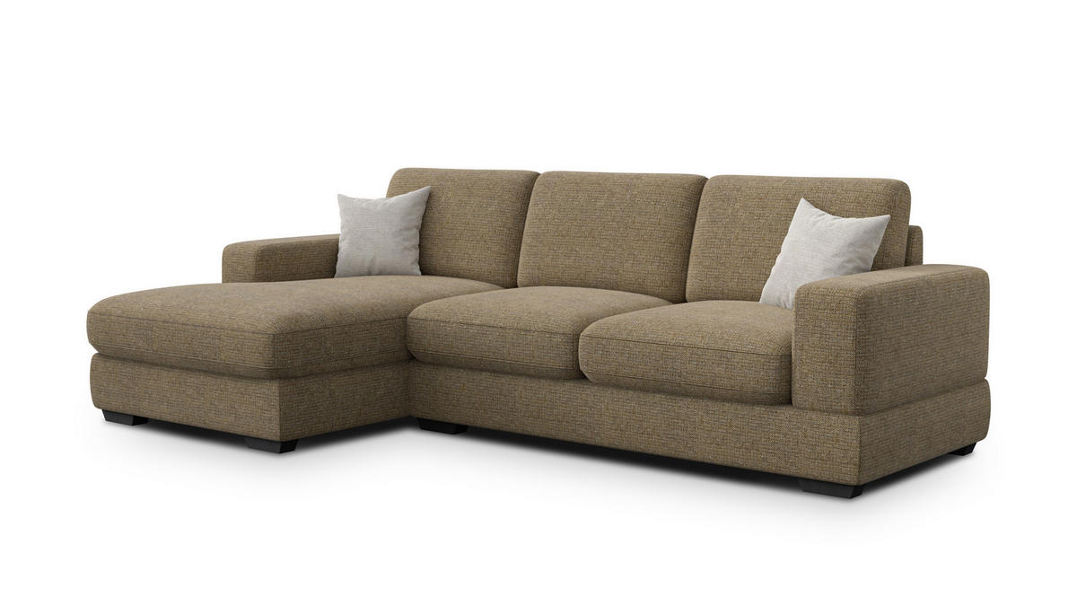 ECKSOFA OTTO 4-Sitzer, taupe - Taupe/Schwarz, Holz/Textil (279/159cm) - Courtois Laville