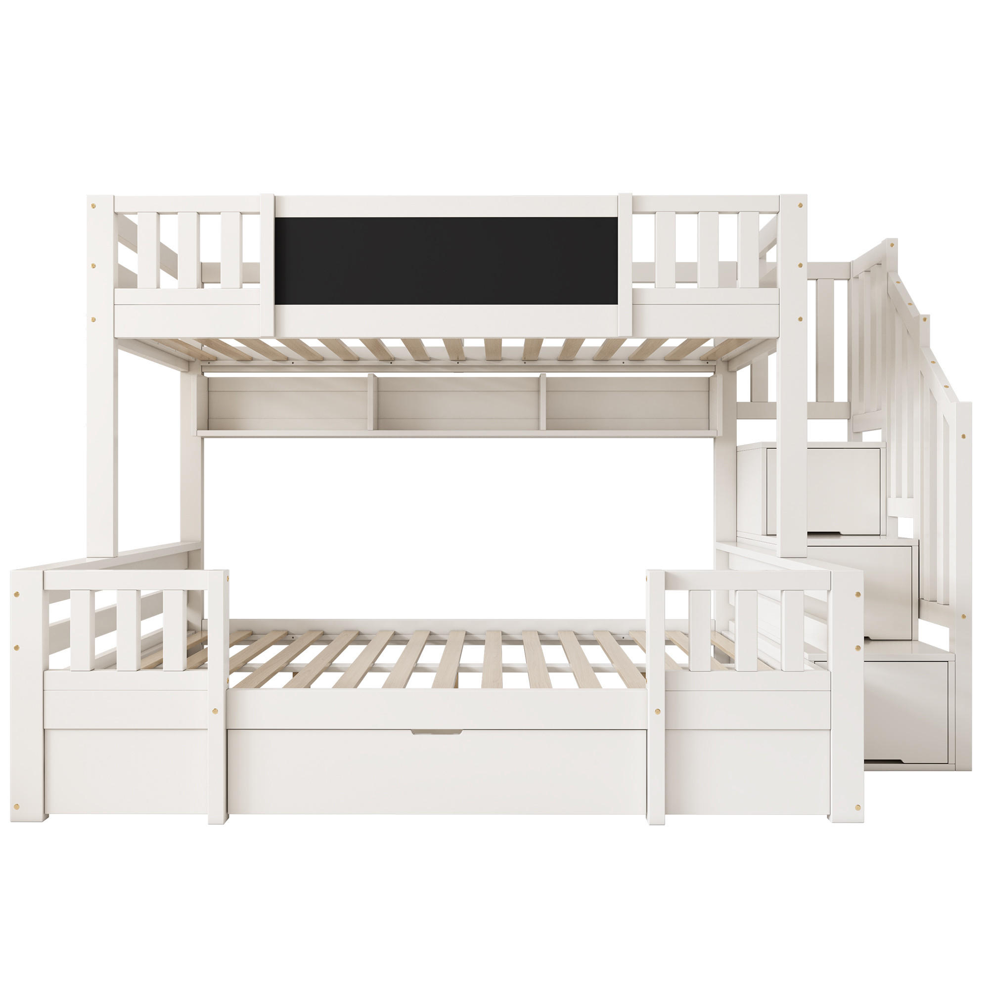 ETAGENBETT Massivholz Weiß - Weiß, Holz/Metall - Raumix