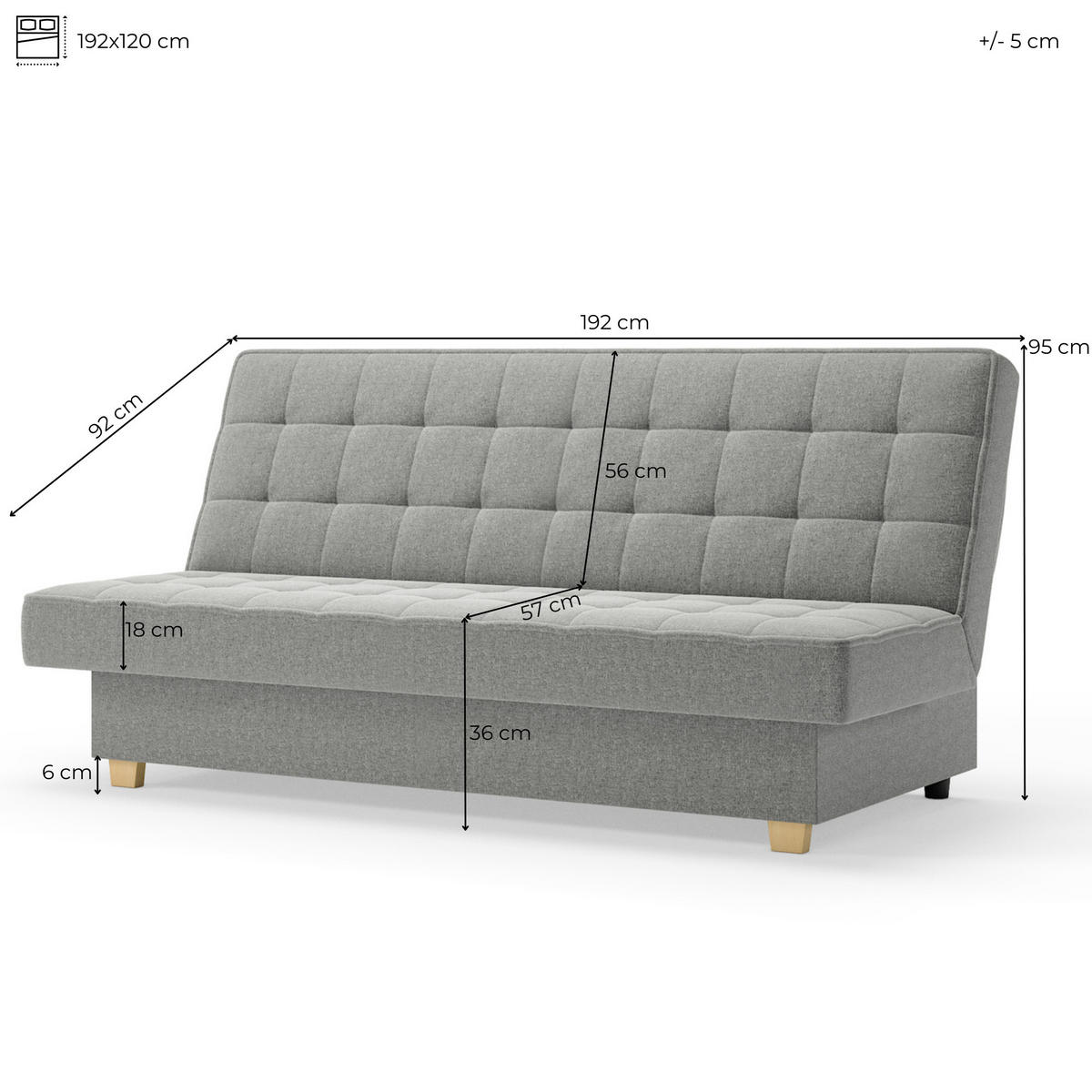 SCHLAFSOFA BELFI - Dunkelgrau (Twist 20) - Dunkelgrau, Holzwerkstoff (192/95/92cm) - Möblo