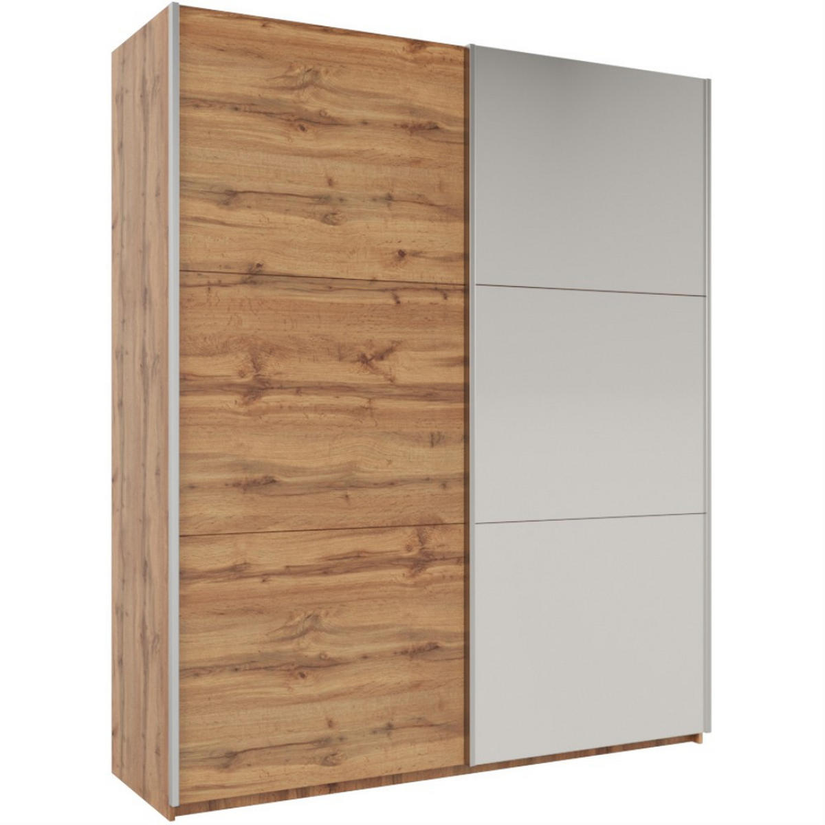 SCHWEBETÜRENSCHRANK Rossa mit 2 Türen und Spiegel, 200 cm, eiche Wotan - Eiche Wotan, Holzwerkstoff (200/244/65cm) - Beautysofa