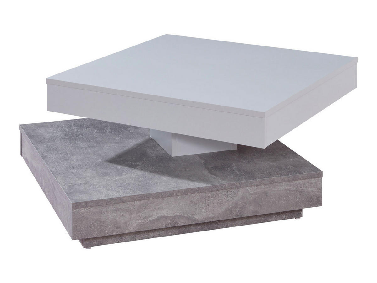 COUCHTISCH 1 Ablage Beton Dekor, weiss - Grau, Holzwerkstoff (70/70/35cm) - ebuy24