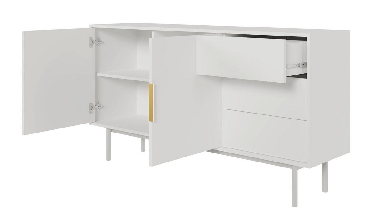 SIDEBOARD Viviaro Weiß 154 cm - Goldfarben/Weiß, Holz/Holzwerkstoff (154/82/39cm) - Selsey