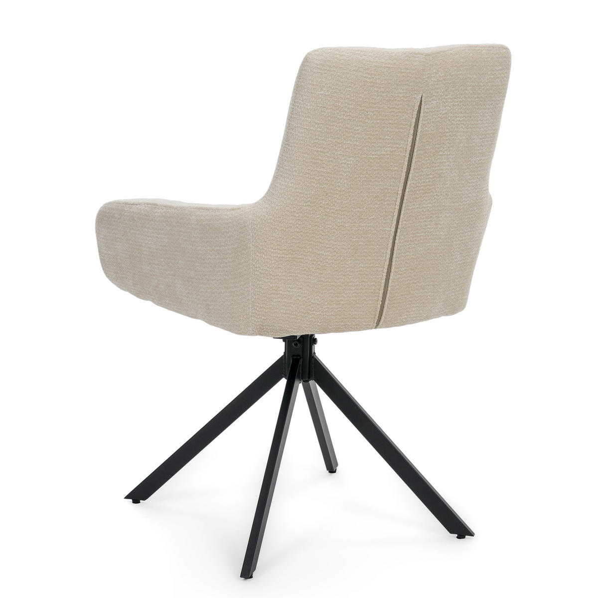 STUHL LUINO drehbar gepolsterter mit Steppung - creme - Chenille - Creme/Schwarz, Textil/Metall (58/87/60cm) - NEW HOME