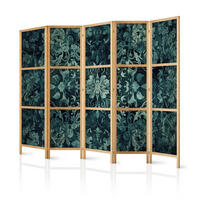 PARAVENT Japanischer 5-tlg 225x172 cm Gr ne Ornamente - Grün, Holz/Textil (225/172/3cm) - Muralo
