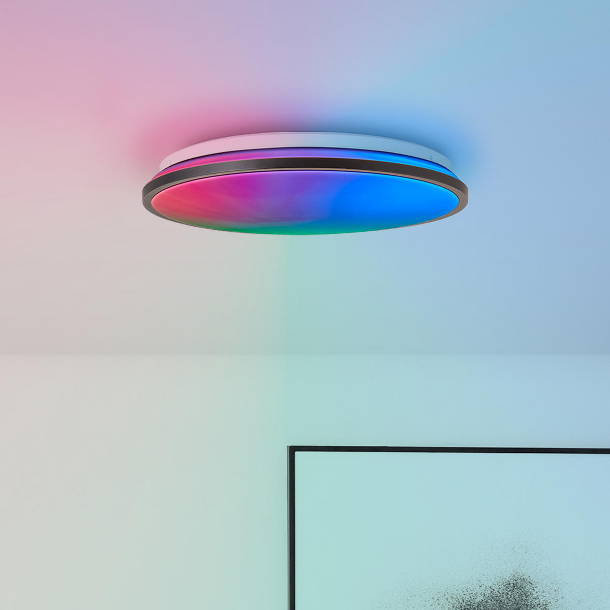 DECKENLEUCHTE Heida G99776/06 - Schwarz, Metall (39.5/39.5/7cm) - Brilliant