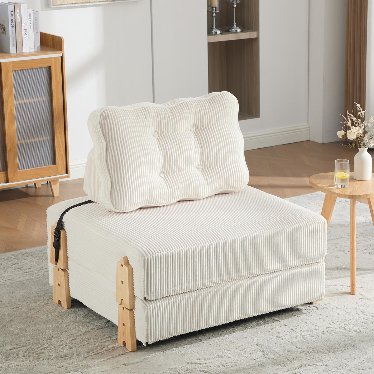 SCHLAFSESSEL ausklappbar mit Holzgestell, DE-42596, Beige - Beige, Holzwerkstoff (90/84/86cm) - ComfortXL