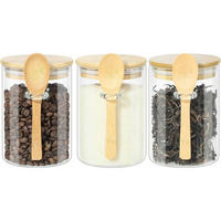 VORRATSGLÄSER 3-teiliges Set mit Löffel 600 ml - Multicolor, Glas (8.5/12.5/8.5cm)