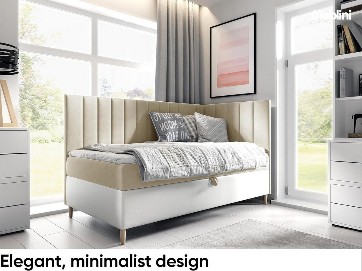 KINDERBETT MAYA 3 - Beige/Weiß, Holzwerkstoff (86/208cm) - Meblini