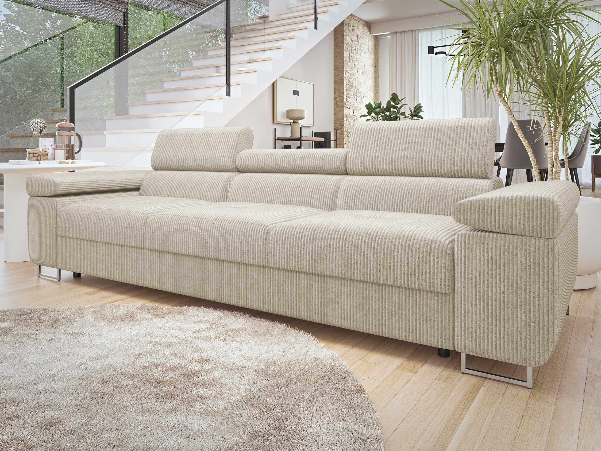 SOFA Torezio 3 Cord - Beige, Holz/Textil (263/90/102cm) - MIRJAN24