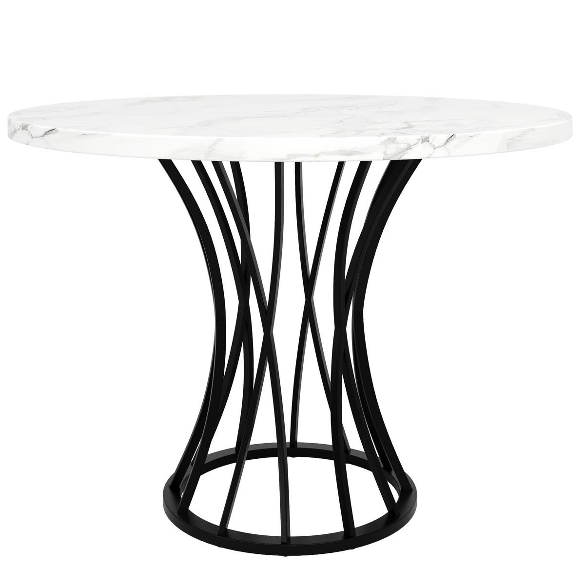 ESSTISCH, MDF-Tischplatte in Marmoroptik & Metallgestell, 80/80/76 cm, Schwarz - Schwarz, Holzwerkstoff (80/80/76cm) - Redom