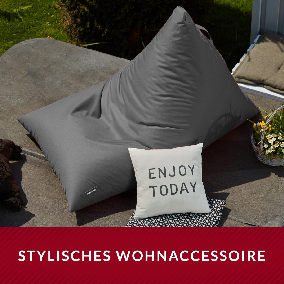OUTDOOR SITZSACK Triangle 150x100x100cm - Grau, Textil (100/100/150cm) - Green Bean