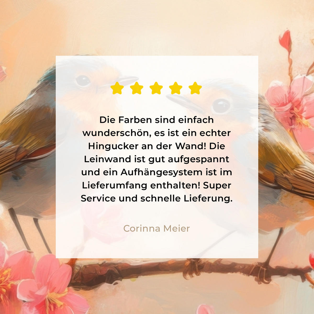 LEINWANDBILD Rotkehlchen - Zierpflanze - Blütenzweig XXL 150x100 cm - Hellrosa, Textil (150/100cm) - MuchoWow