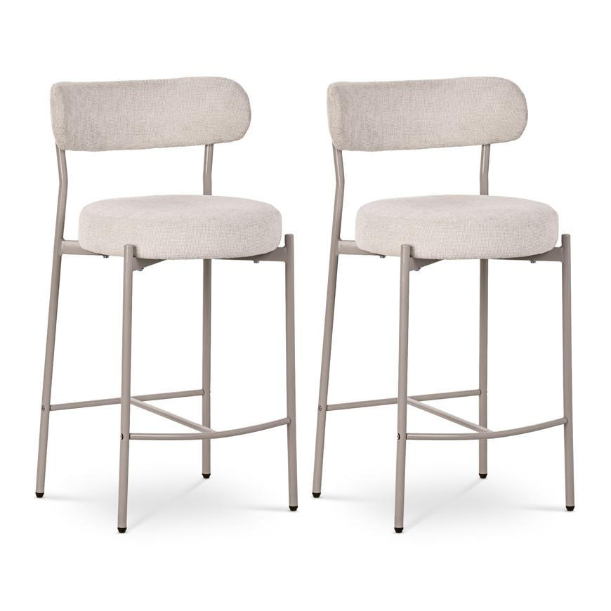 BARHOCKER 2er-Set GABY modernen aus beige Chenillegewebe - Beige, Textil/Metall (47.5/90/50.5cm) - Sicaan