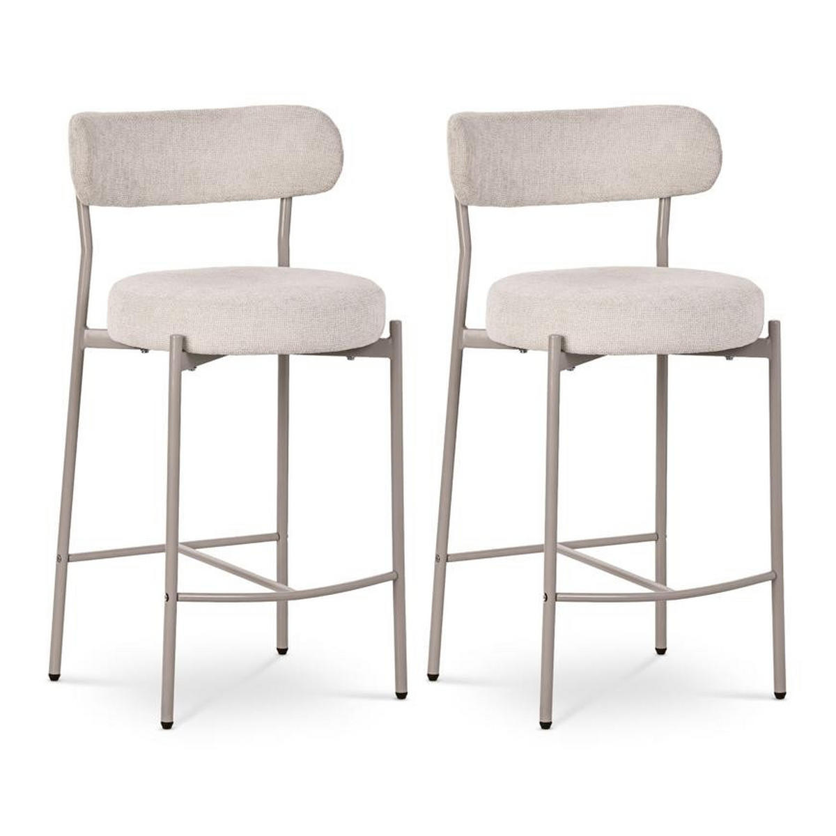 BARHOCKER 2er-Set GABY modernen aus beige Chenillegewebe - Beige, Textil/Metall (47.5/90/50.5cm) - Sicaan