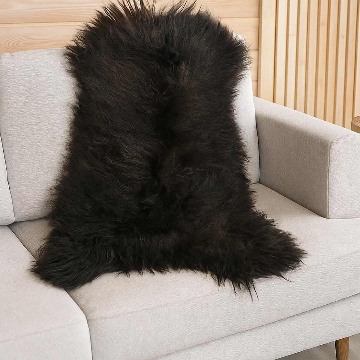 SCHAFFELL Island Langhaar – Dunkelbraun ca. 110 cm - Dunkelbraun, Fell (60/110cm)