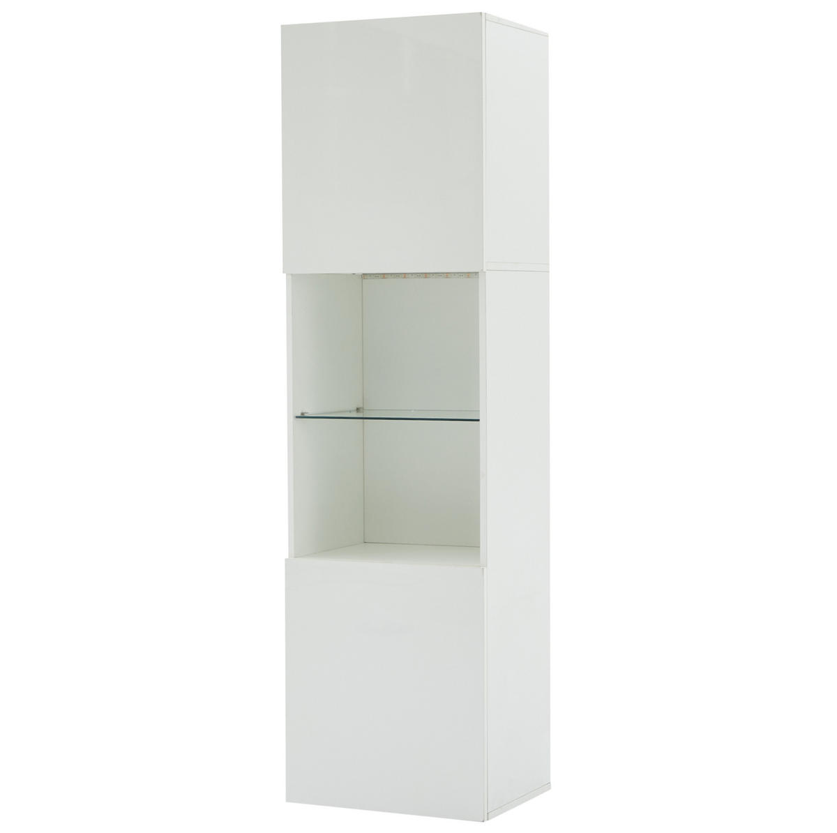 VITRINA 45/35/160 cm bijela od iverice s LED rasvjetom i kaljenim staklom - bijela, drvni materijal (45/160/35cm) - OKWISH