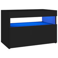 NACHTTISCH mit Led-Leuchten 60/35/40 cm aus Holzwerkstoff in Schwarz - Schwarz, Holz (60/40/35cm) - vidaXL