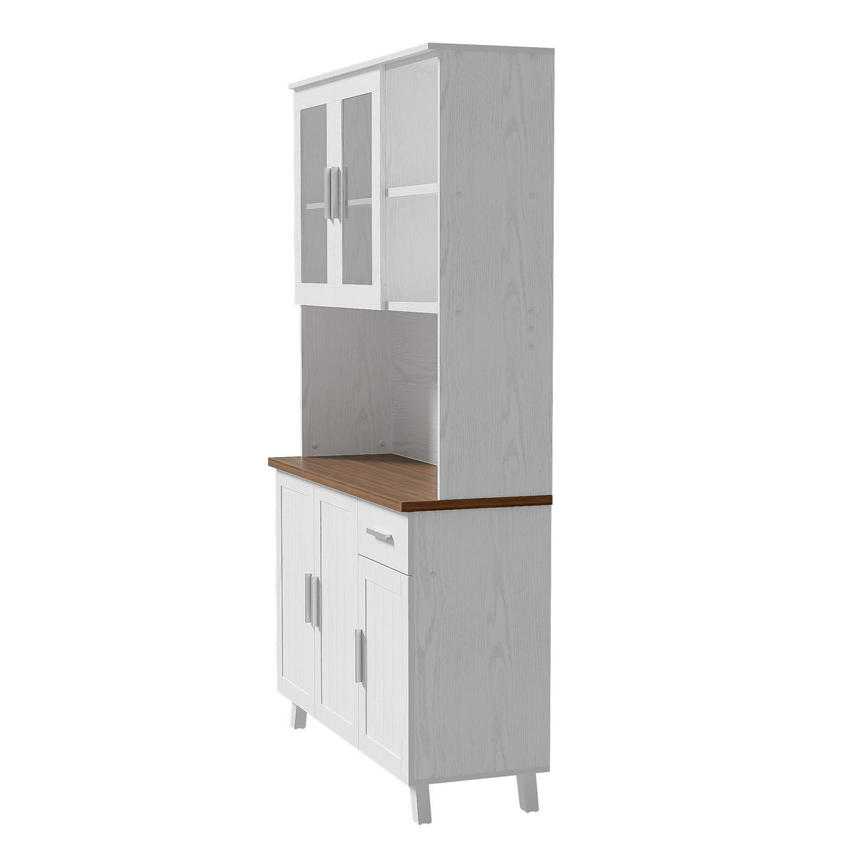 KREDENCA v belem in rjavem dekorju lesa, 114/40/190 cm - rjava, leseni material (40/190/114cm) - OKMYHOME