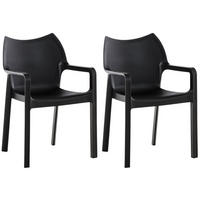 GARTENSTUHL 2er Set Kunststoff schwarz - Schwarz, Kunststoff (57/84/53cm) - CLP