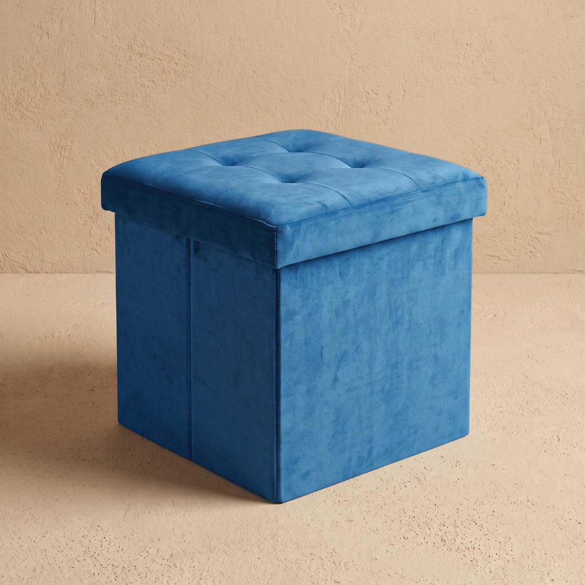 POUF mit Stauraum 38/38/38 cm - Dunkelblau, Textil (38/38/38cm) - SCENA LIVING