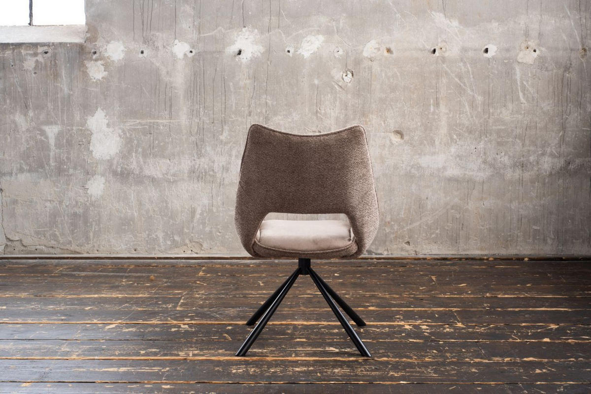 ESSZIMMERSTUHL VELO Steingrau Webstoff - Greige/Schwarz, Kunststoff/Textil (57/89/61cm) - KAWOLA