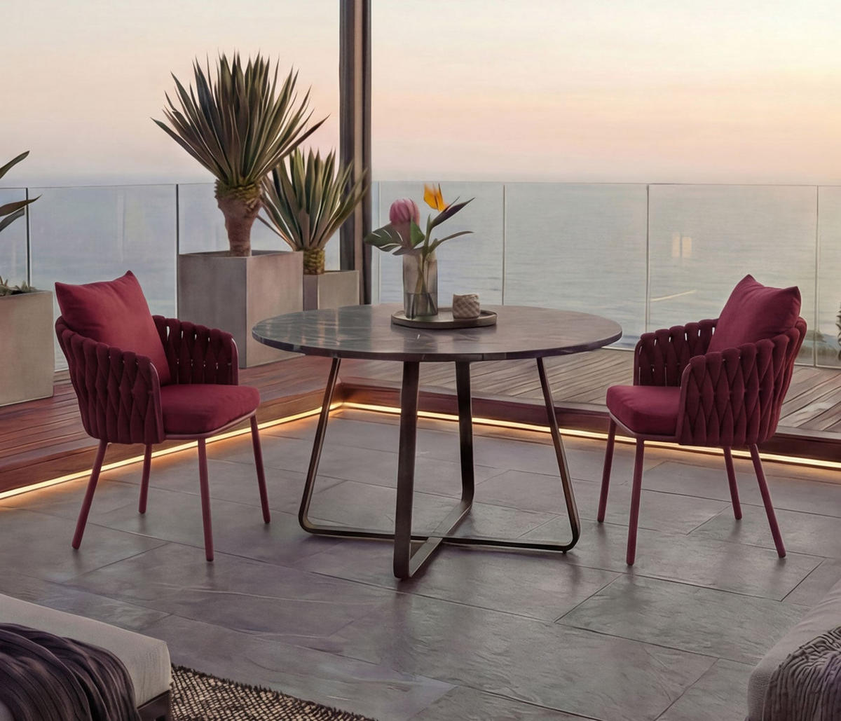 ZÁHRADNÁ STOLIČKA Bordeaux - bordová, kov (56/71/57cm) - MCW