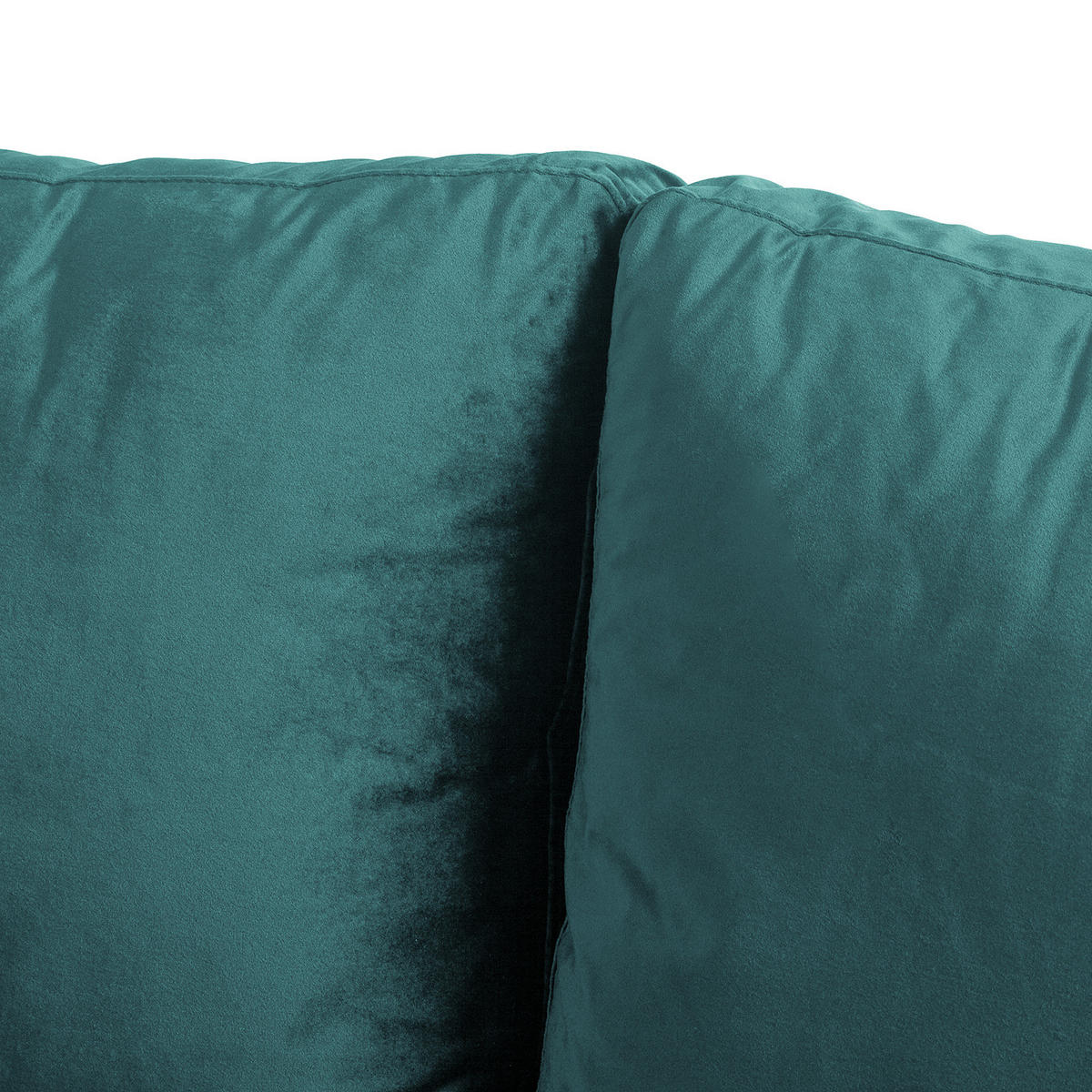 ECKSOFA - Samt - Dunkelbraun/Petrol, Birkenholz/Textil (201/155cm) - home24