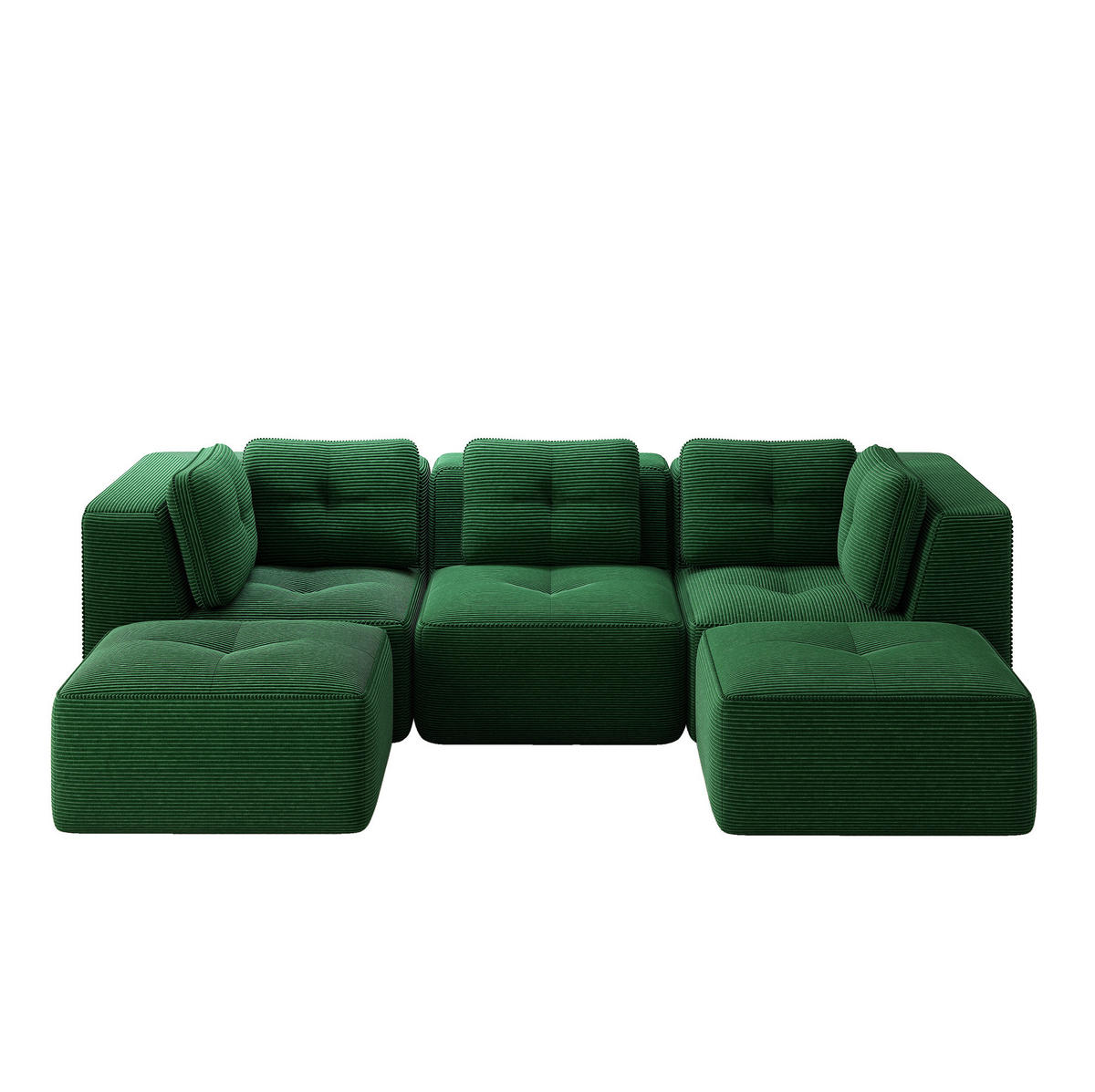 ECKSOFA 297/177/69 cm grün aus Cord mit modularem Design und tiefer Sitzfläche - Grün, Textil (177/297cm) - OKWISH