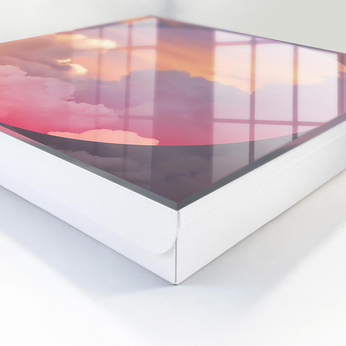 SCHLÜSSELBOX Weiß 30x30 cm – Türöffnung nach rechts - Ätherische Wolken - Pink, Metall (30/30/5cm) - TULUP