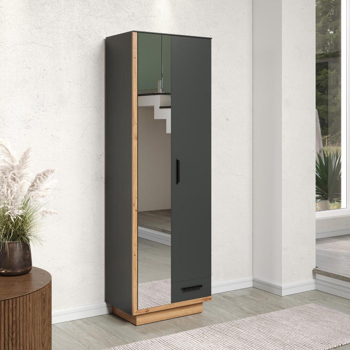 GARDEROBENSCHRANK Eiche Dekor - Grau, Holzwerkstoff (65/65/198cm) - ebuy24