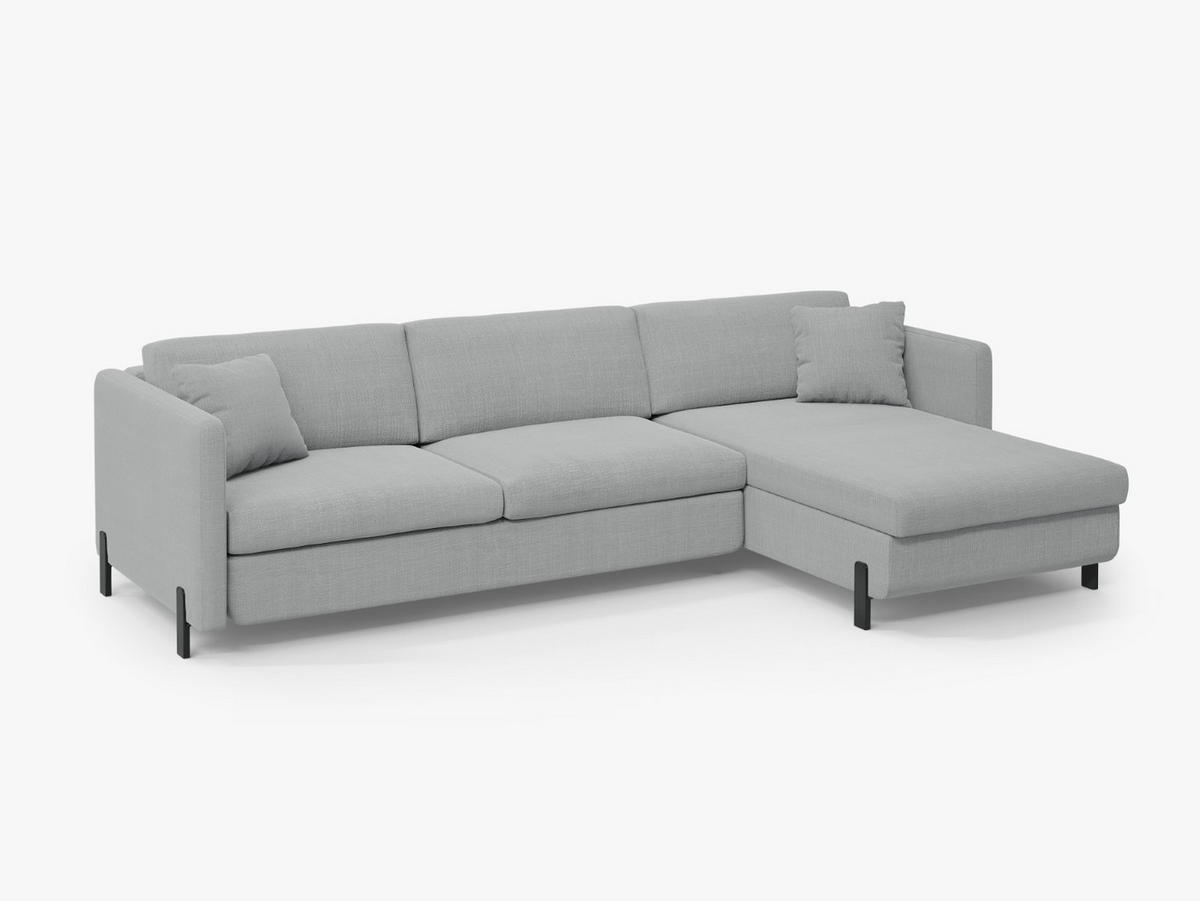 ECKSOFA ausklappbar rechts mit Container Gloria aus strukturiertem Stoff hellgrau 4 Sitzplätze - Hellgrau, Textil (170/260cm) - Micadoni