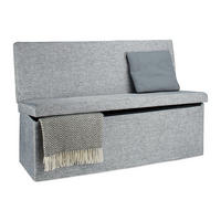 FALTBARER Sitzhocker - Grau, Holzwerkstoff/Textil (114/73/38cm) - Relaxdays