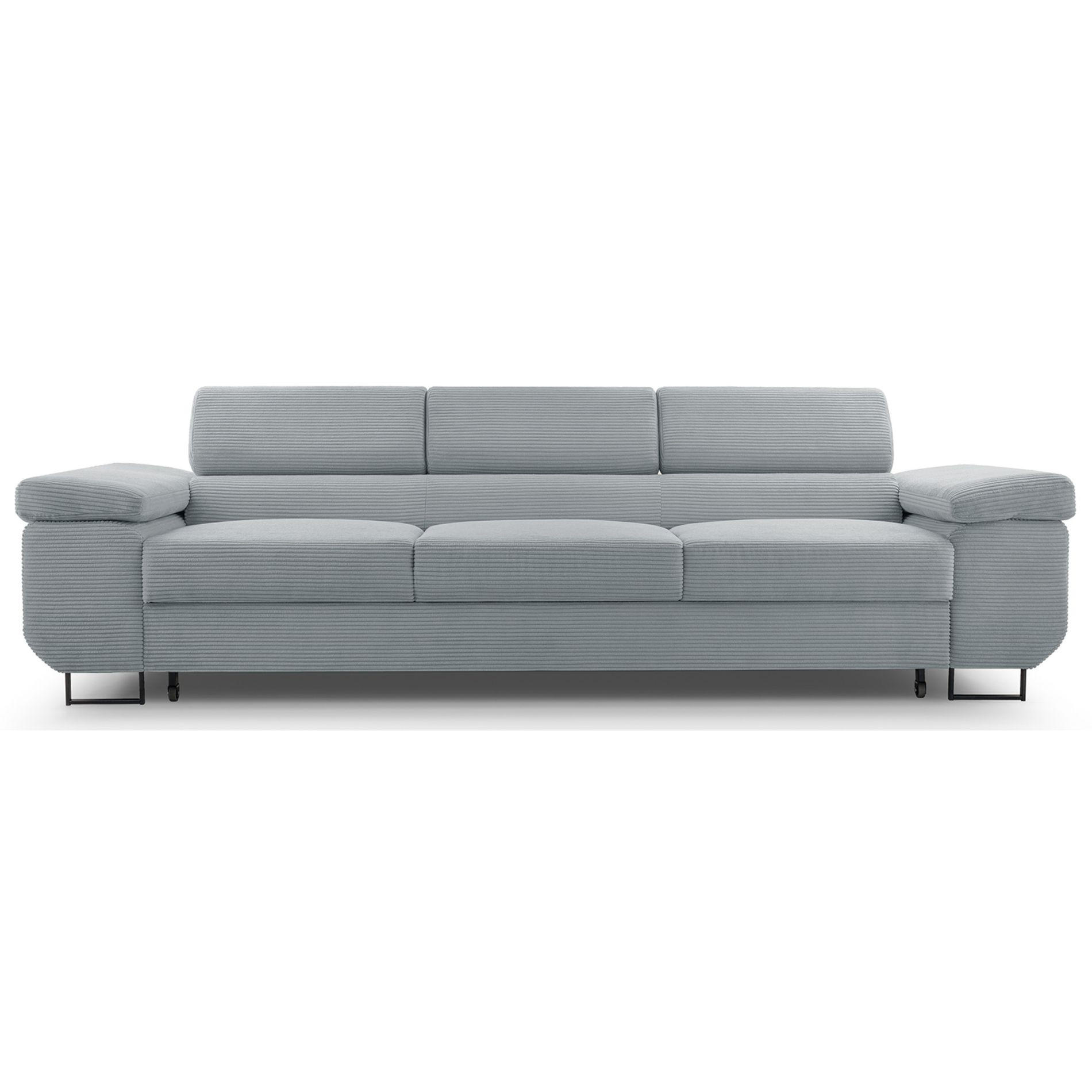 3-SITZER SOFA Capurso Hellgrau Cord - Hellgrau/Schwarz, Textil/Metall (274/90/98cm) - Selsey