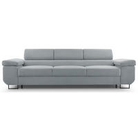 3-SITZER SOFA Capurso Hellgrau Cord - Hellgrau/Schwarz, Textil/Metall (274/90/98cm) - Selsey