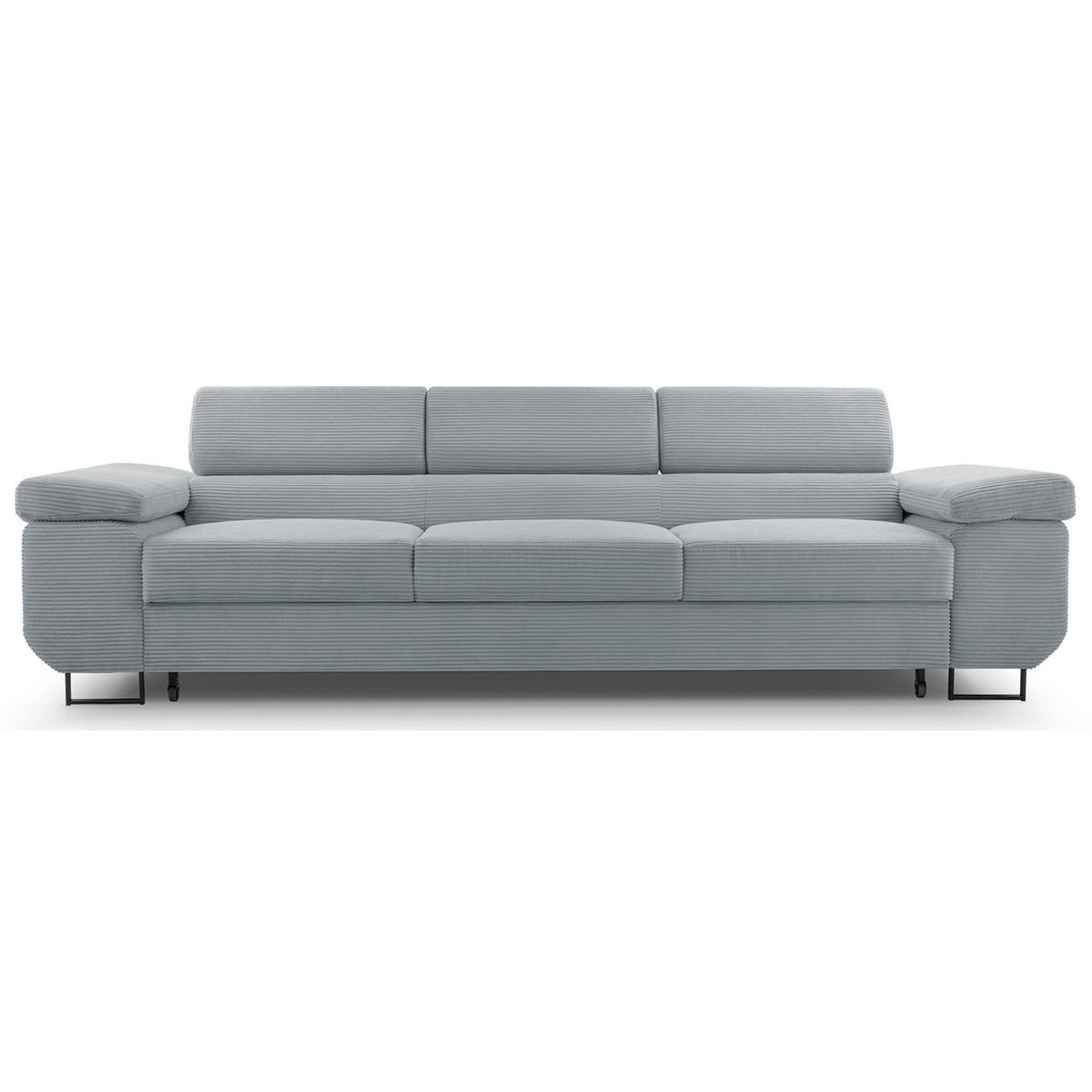 3-SITZER SOFA Capurso Hellgrau Cord - Hellgrau/Schwarz, Textil/Metall (274/90/98cm) - Selsey